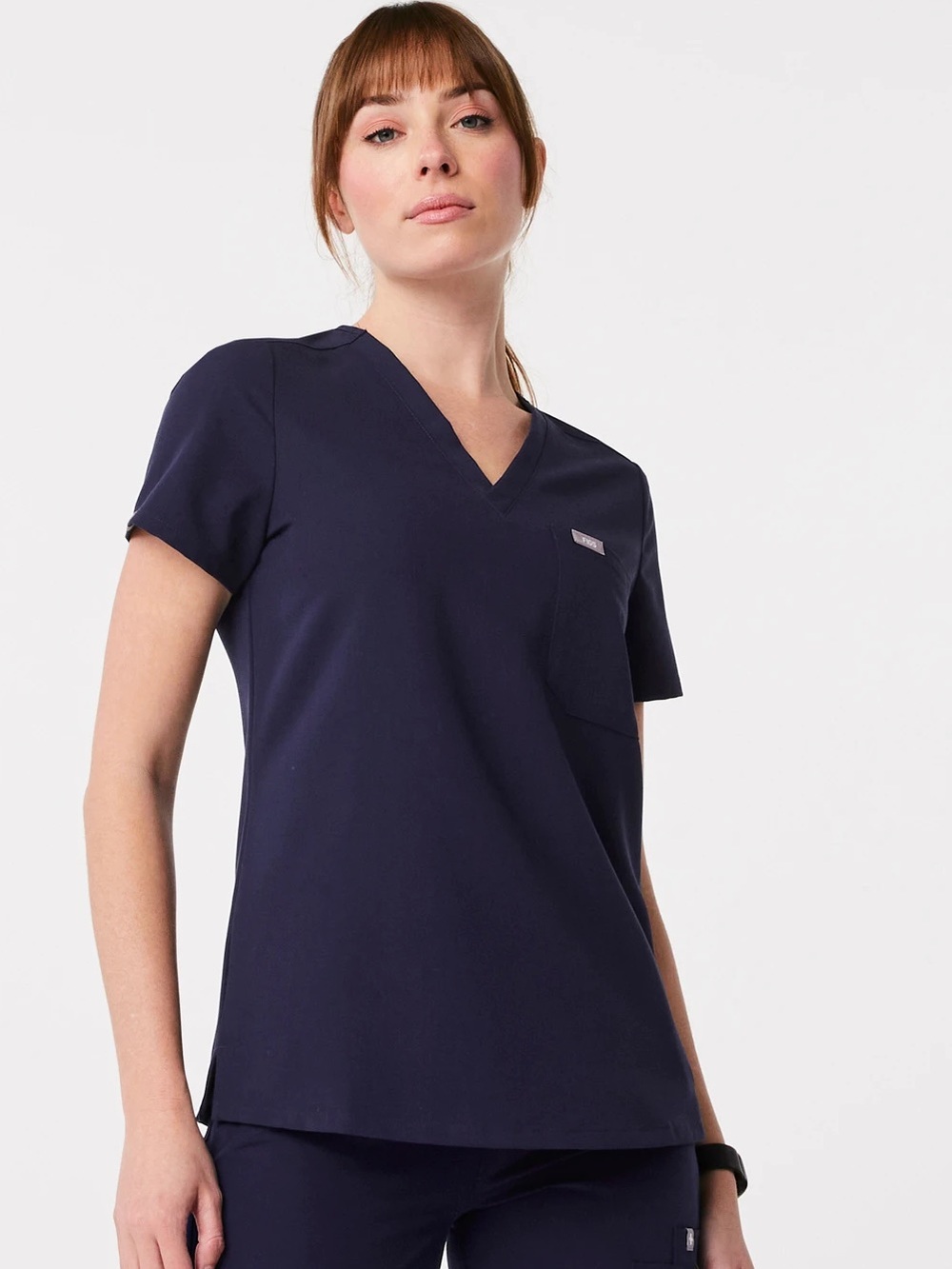 FIGS Technical Collection Navy Blue Scrub Top XS V-Neck Healthcare Uniform